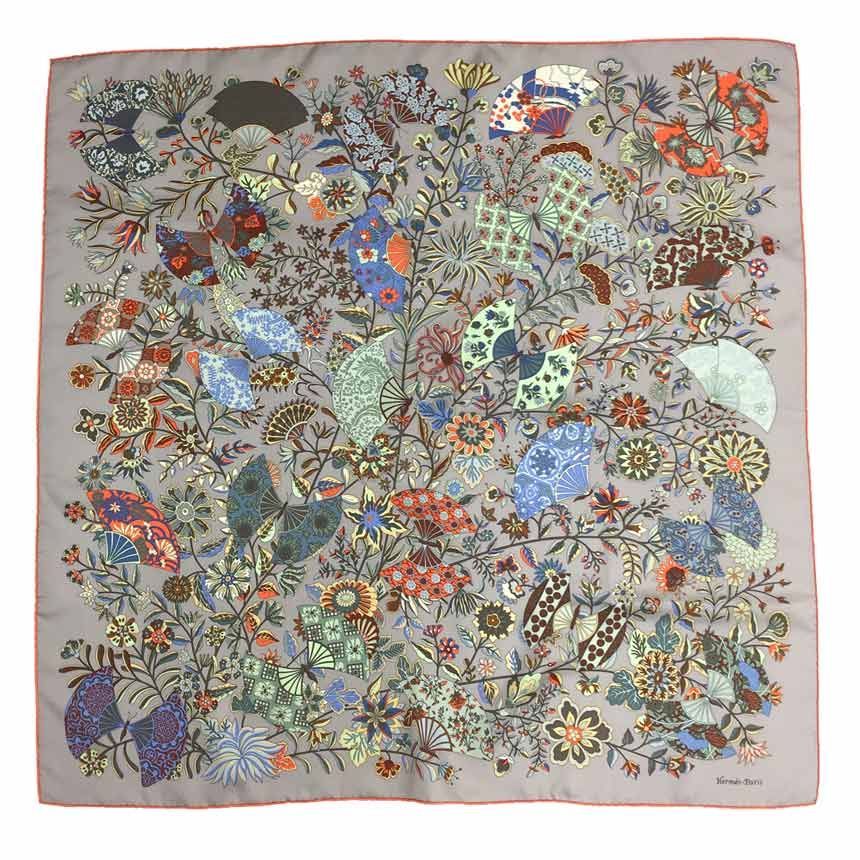 超レア物　HERMES　エルメス　スカーフ　花咲く織物　美品　aq6915柄デザインプリント
