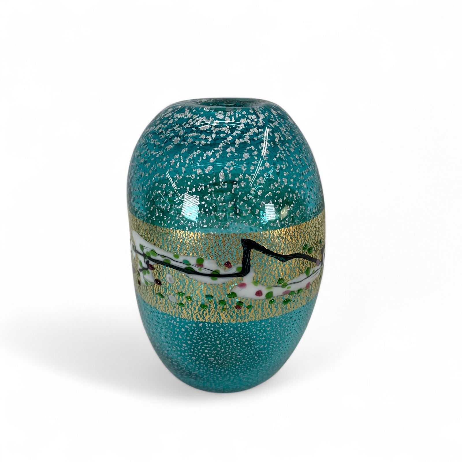 美品 黒木国昭 花器 桜流し 桜雨 金彩銀彩 クリスタル 花瓶 置物 現代