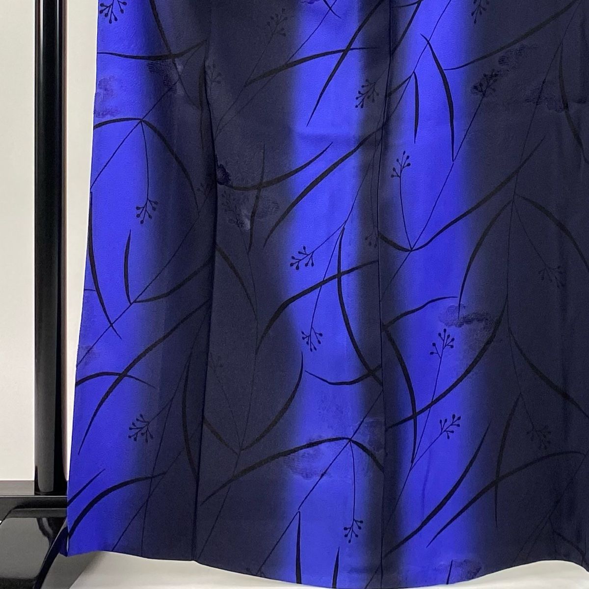 小紋 身丈167cm 裄丈65cm M 単衣 雲文 草花 染め分け ぼかし 青 正絹