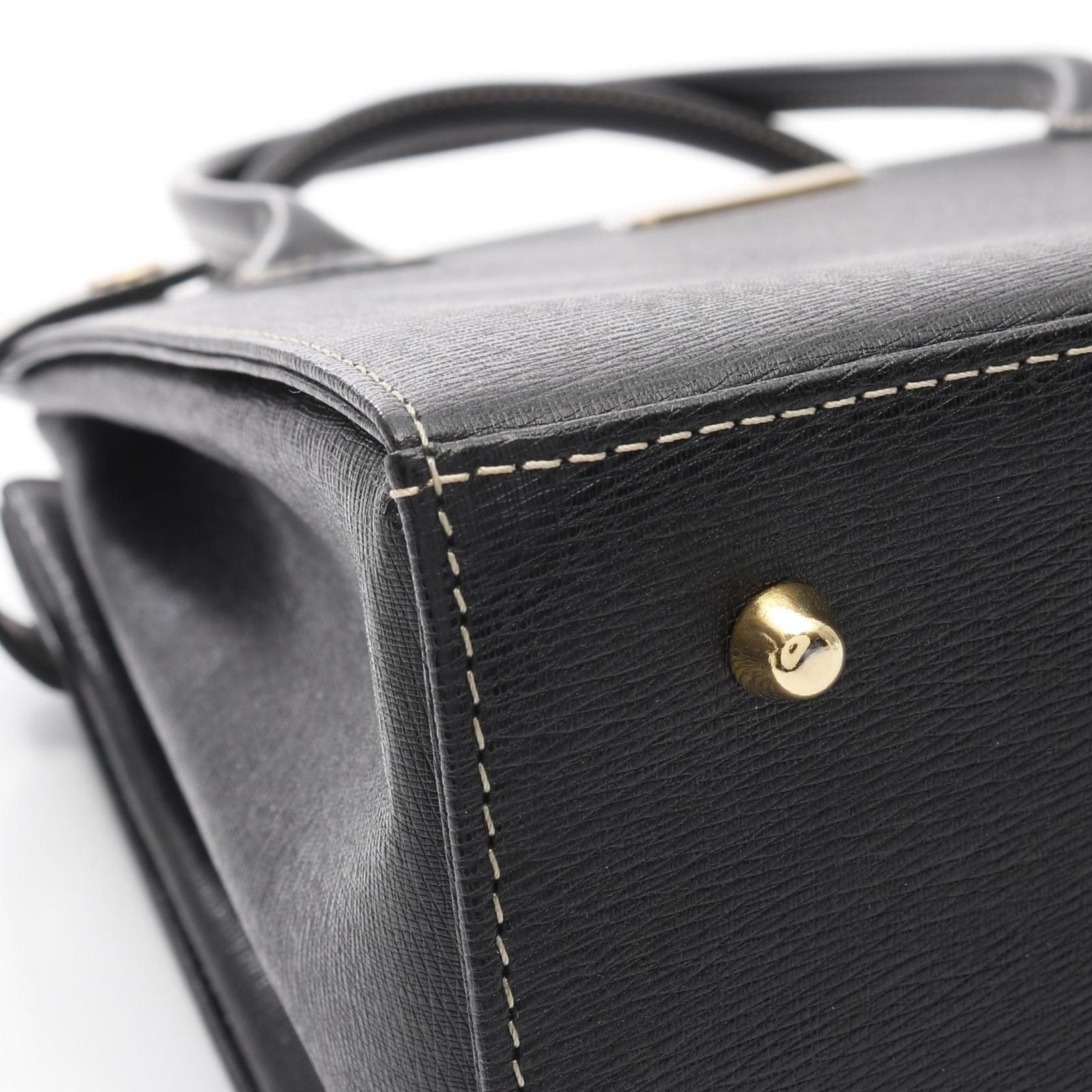 BURBERRY ブラックレザーハンドバッグ BURBERRY レザー ハンドバッグ ノバチェック ロゴ型押し ブラック 黒