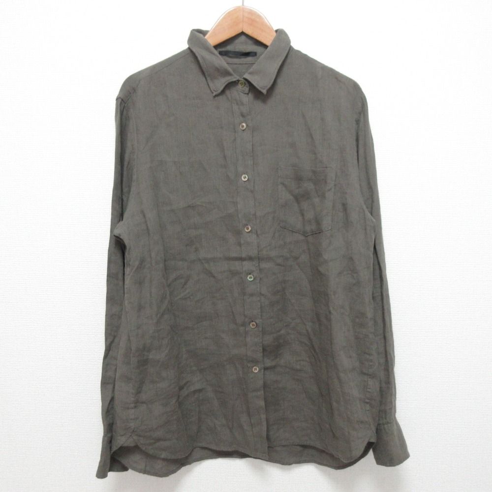 AP STUDIO エーピーストゥディオ ワイヤーカラーリネンシャツ カーキ レディース 古着