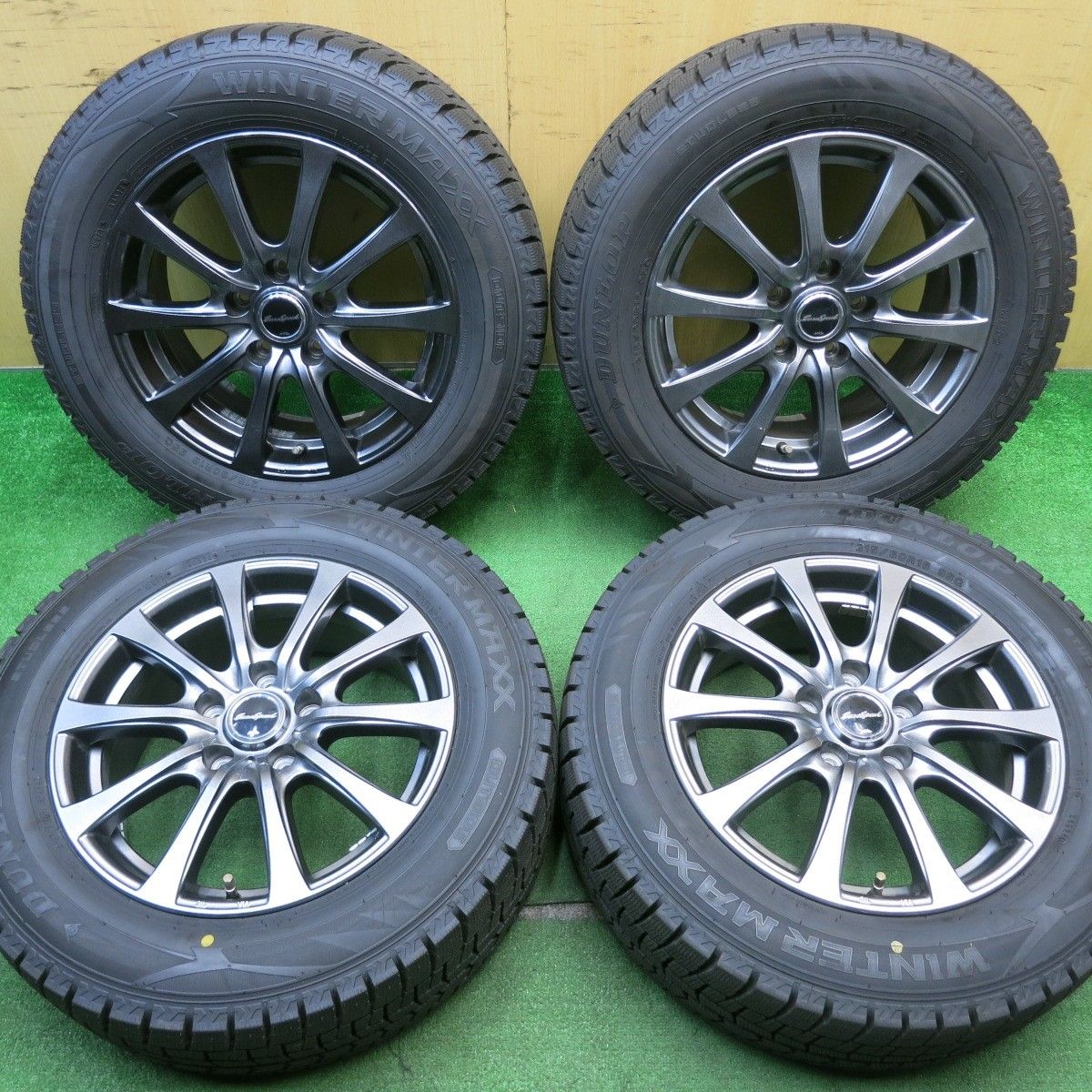 超バリ溝 24年 キレイ ほぼ10分 スタッドレス 215|60R16 ダンロップ ウインターマックス WM02 EuroSpeed MiD ユーロスピード 16インチ PCD114.3|5H 5042602NJス