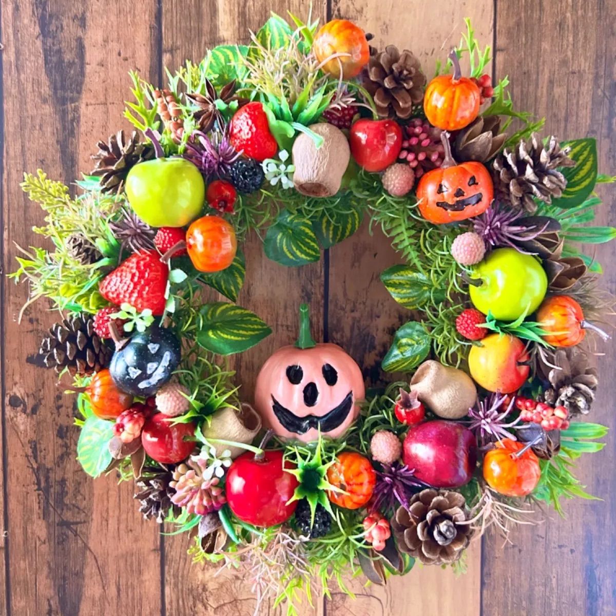 132】フラワーリースハロウィンリース玄関リース