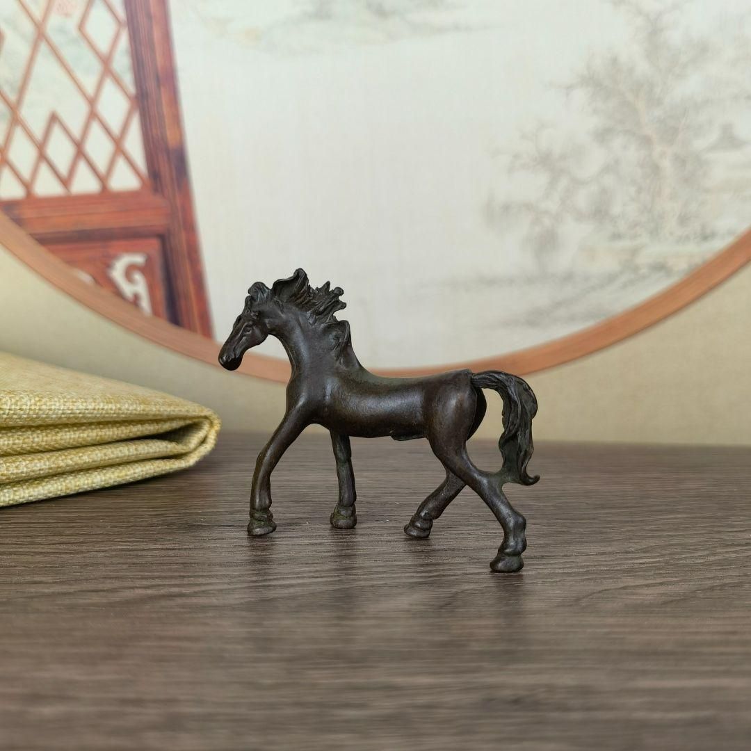 銅 細工 十二支馬 駿馬 茶道茶寵 馬まで成功 装飾品 工芸品 置物 午