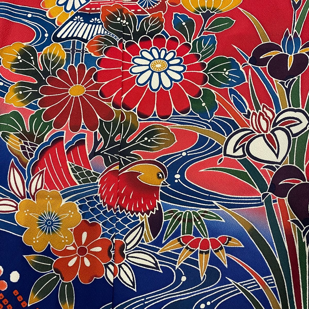 振袖 身丈183cm 裄丈72cm 未仕立て 仮絵羽 落款 鴛鴦 松竹梅 ぼかし  