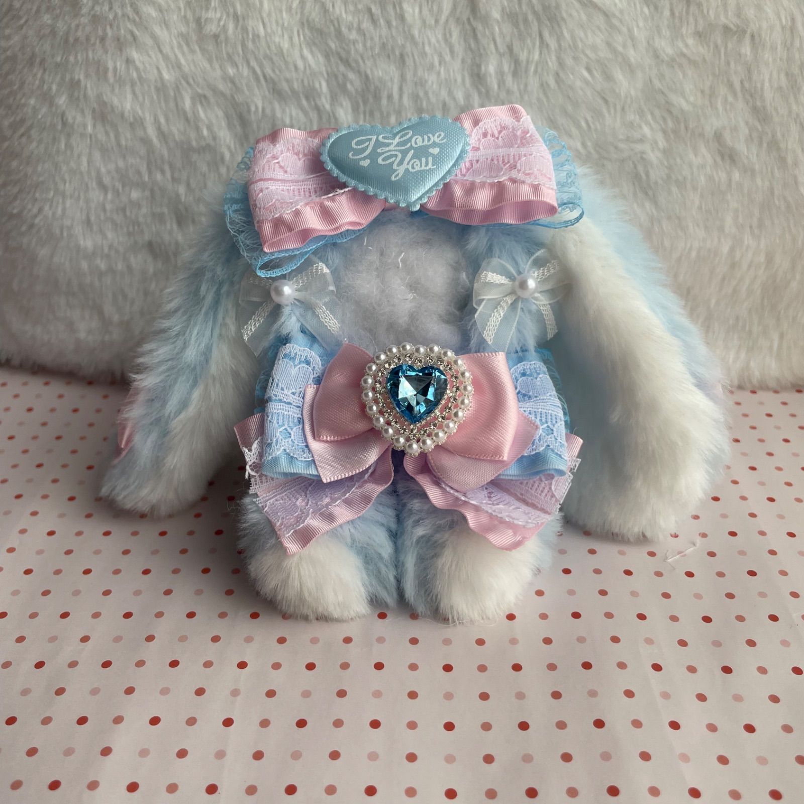 おすわりぬい服　10cm 用　ピンク✖️白　水色✖️白 おすわりぬい服 10cm 用 ピンク✖️白 水色✖️白