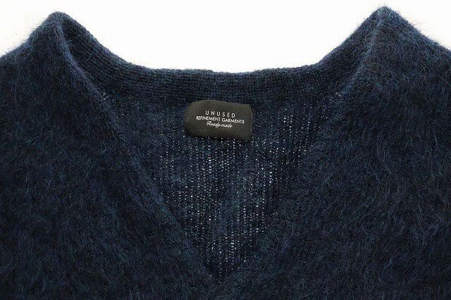 UNUSED　7G mohair cardigan（NAVY,2）新品 UNUSED 7G Mohair Cardigan 