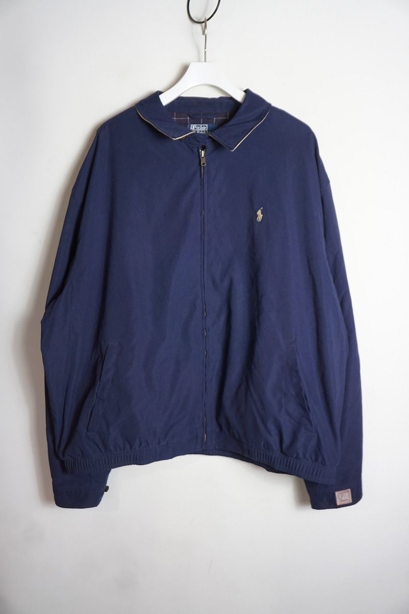 正規 POLO by RALPH LAUREN ポロ バイ ラルフローレン スウィングトップ ブルゾン ジャケット アウター ビンテージ 紺 XXL 本物 106P 4