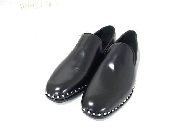 JIMMY CHOO ジミーチュウ レザー ローファー 表記サイズ 39 約26.0cm 靴 シューズ メンズ ブラック系 FK6574