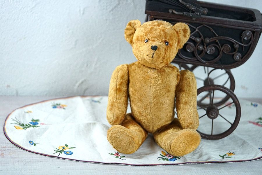 フランスのレーヨンファーのあどけない可愛さのベア42cm 1920-30年代 gt-1015