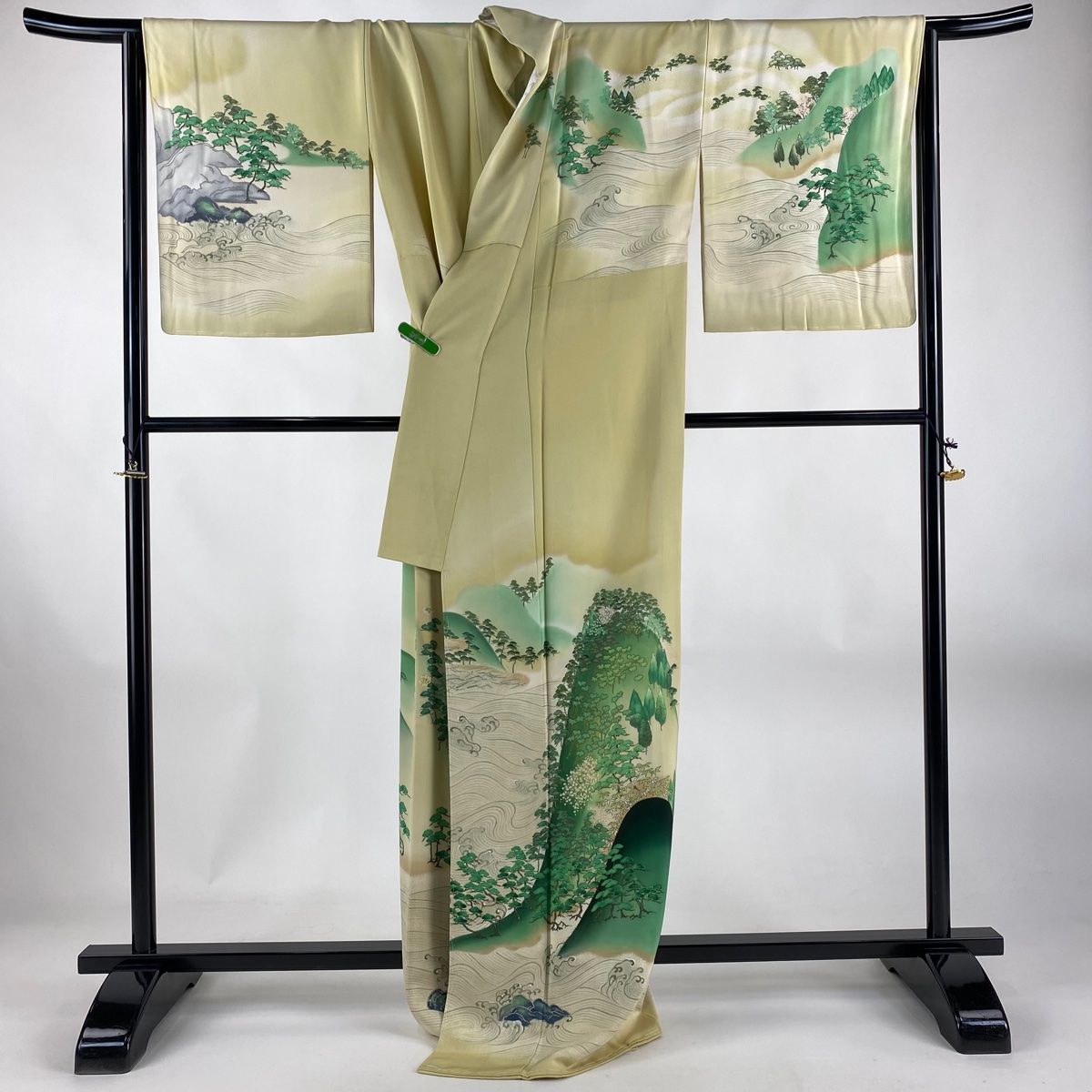 平和屋本店□希少 友禅染色家 品川恭子 訪問着 花唐草文 茶褐色色地