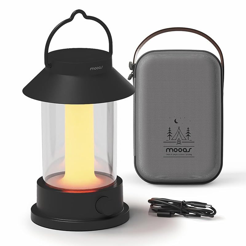 在庫セール mooas ヴィンテージ調デコレーションランタン LEDキャンプランタン 充電式ライト 3つの照明モード付き ブラック 1