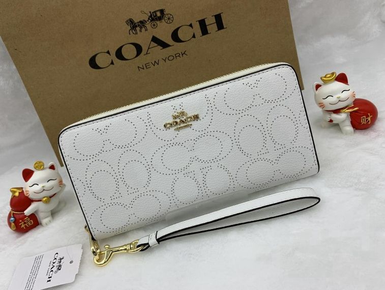 コーチ 長財布 COACH 財布 ホワイト白 ストラップ付き シグネチャー アコーディオン ウォレット プレゼント 贈り物 ギフト ラウンドファスナー  ロング ジップ ファッション レディース ストラップ付き 新品 未使用 C4715 C043ZJR9 - メルカリ