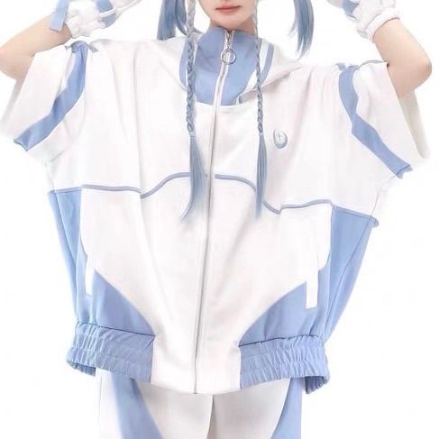  大きめ ゆったり ユニセックス 水色界隈 天使界隈 ジャージ セットアップ フルコーデ 量産型 地雷型 原宿 渋谷 サイバー y 2 k 未来 サブカル推し活 ジャージ トップス