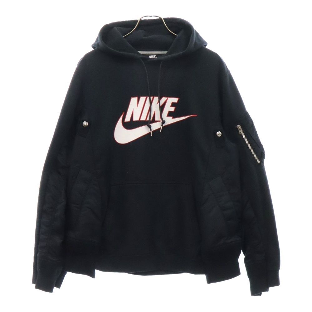 Sacai (サカイ) 19SS ×NIKE ロゴプリント MA-1ドッキングパーカー ブラック 19-02022M - メルカリ