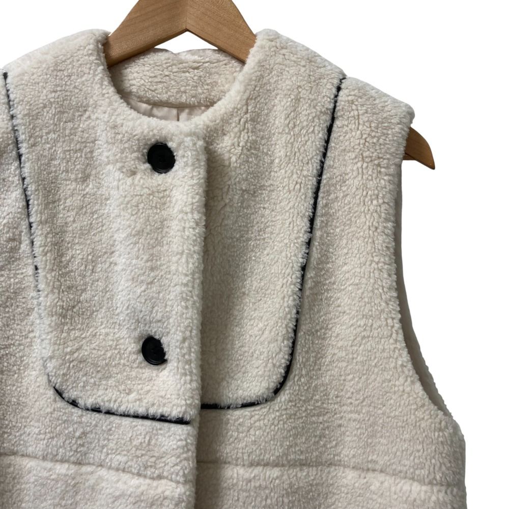 22 AW yori ヨリ もこもこロングジレ ベスト サイズF アイボリー レディース 古着