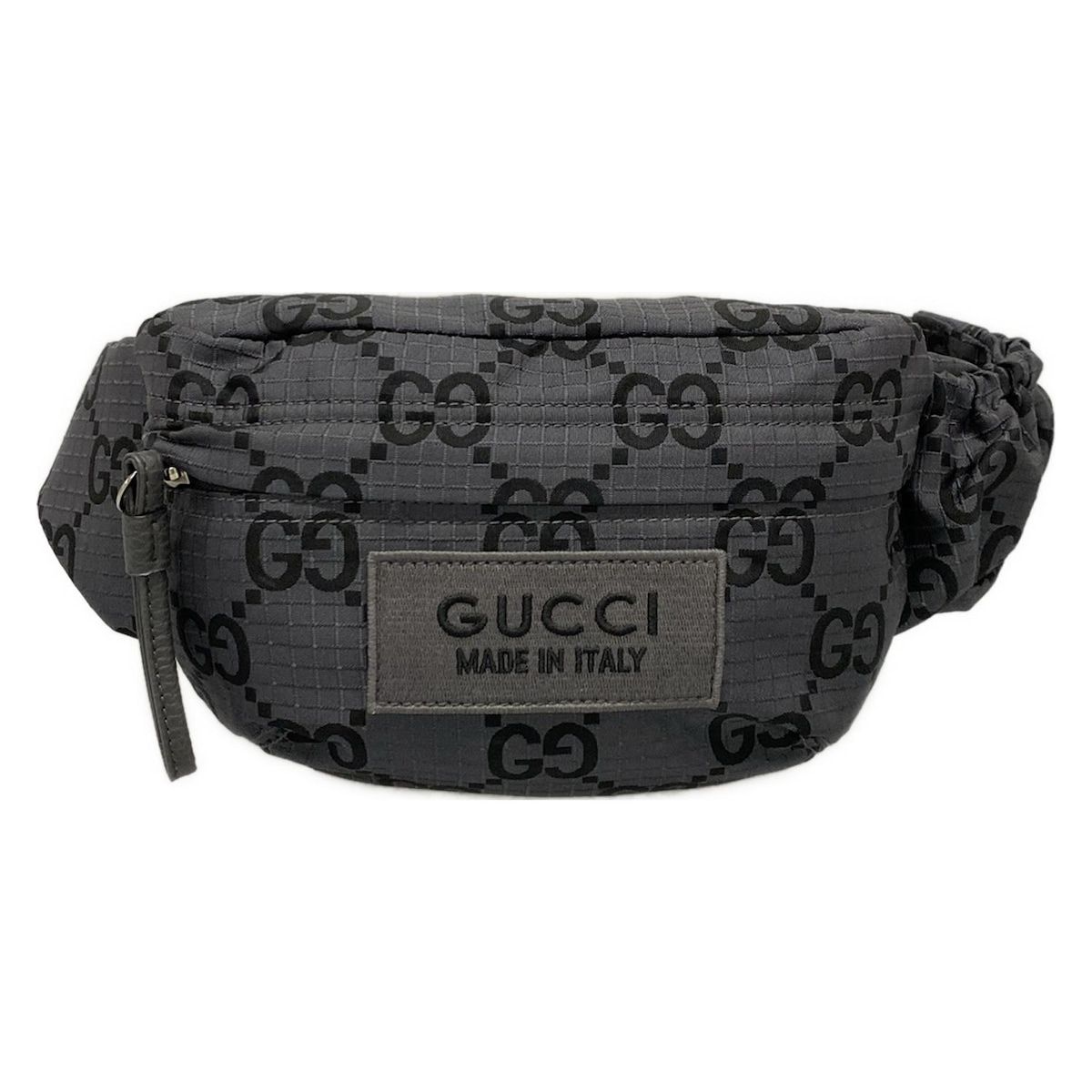 GUCCI グッチ ウエストポーチ GGボディバッグ 767934 グレー×黒 レザー