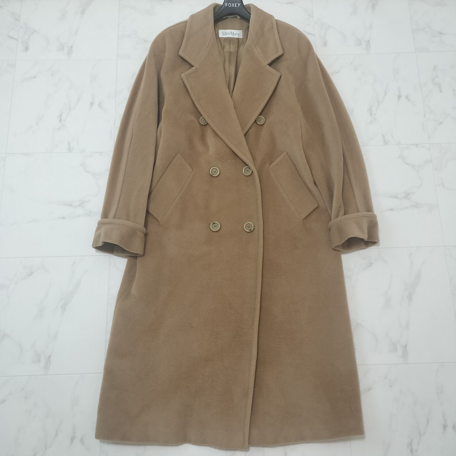 Max Mara　ロング　チェスターコート　ダブル　カシミヤ混　黒　大きいサイズ マックスマーラ MAX MARA チェスターコート ロング丈 ダブル カシミヤ