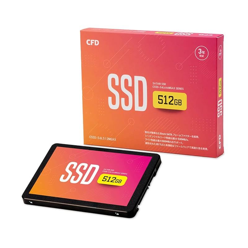 CFD MGAX シリーズ SATA接続 2.5型 SSD 512GB 3D NAND TLC採用 読み取り最大530MB|S SATAIII 6Gbps 2.5 インチ 内蔵SSD512GB CSSD-S6L512MGAX メーカー