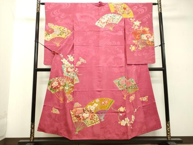 平和屋着物○アンティーク 大正ロマン 訪問着 扇面草花文 金彩