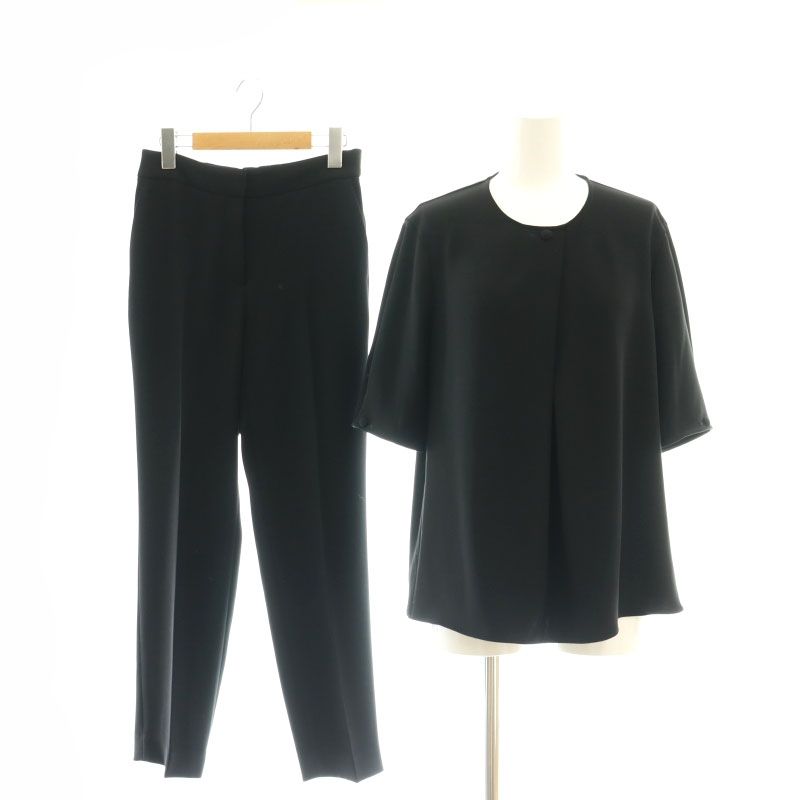 セオリーリュクス theory luxe Hudson Mobia CAROL ブラウス パンツ セットアップ 上下 五分袖 38 黒 ブラック |AT OS