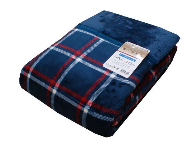 送料無料【新品】　2枚あわせ シングル 毛布【チェック　BL】フランネル