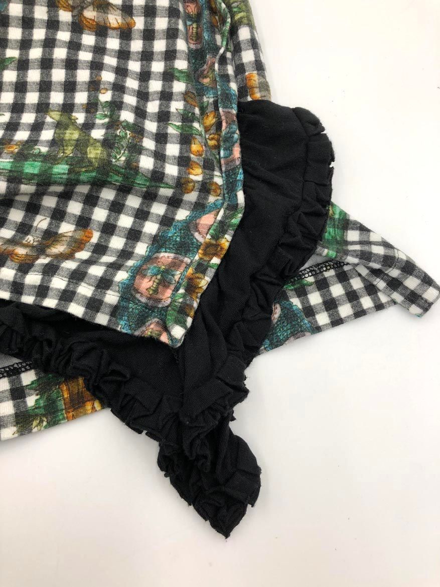TAO コムデギャルソン　ギンガムチェック黒Tシャツ tao COMME des GARCONS ギンガムチェックスカーフ柄Tシャツ