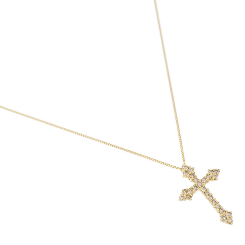 0.5ct/クロスモチーフ ダイヤモンド ネックレス・ペンダント/K18YG/750  