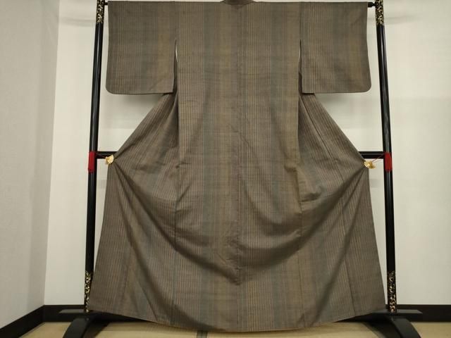 平和屋着物□極上 伝統工芸士 七代目 吉澤与市 紬 杢目