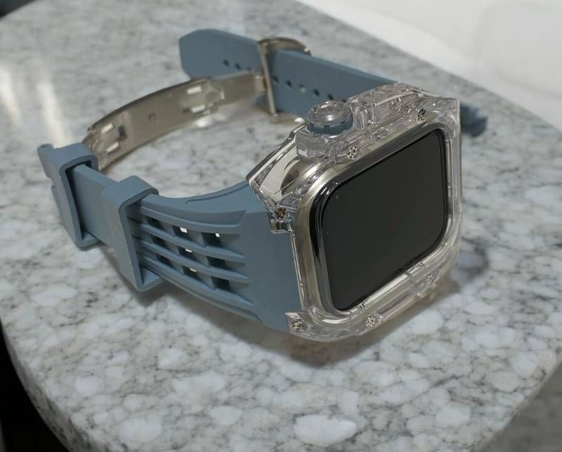 グレイ アップルウォッチ ウルトラ ケース 互換性対応 カスタム カバー 保護 ギフト ４９ｍｍ FKM フッ素ラバーベルト バンド セット Ultra 1|2|3