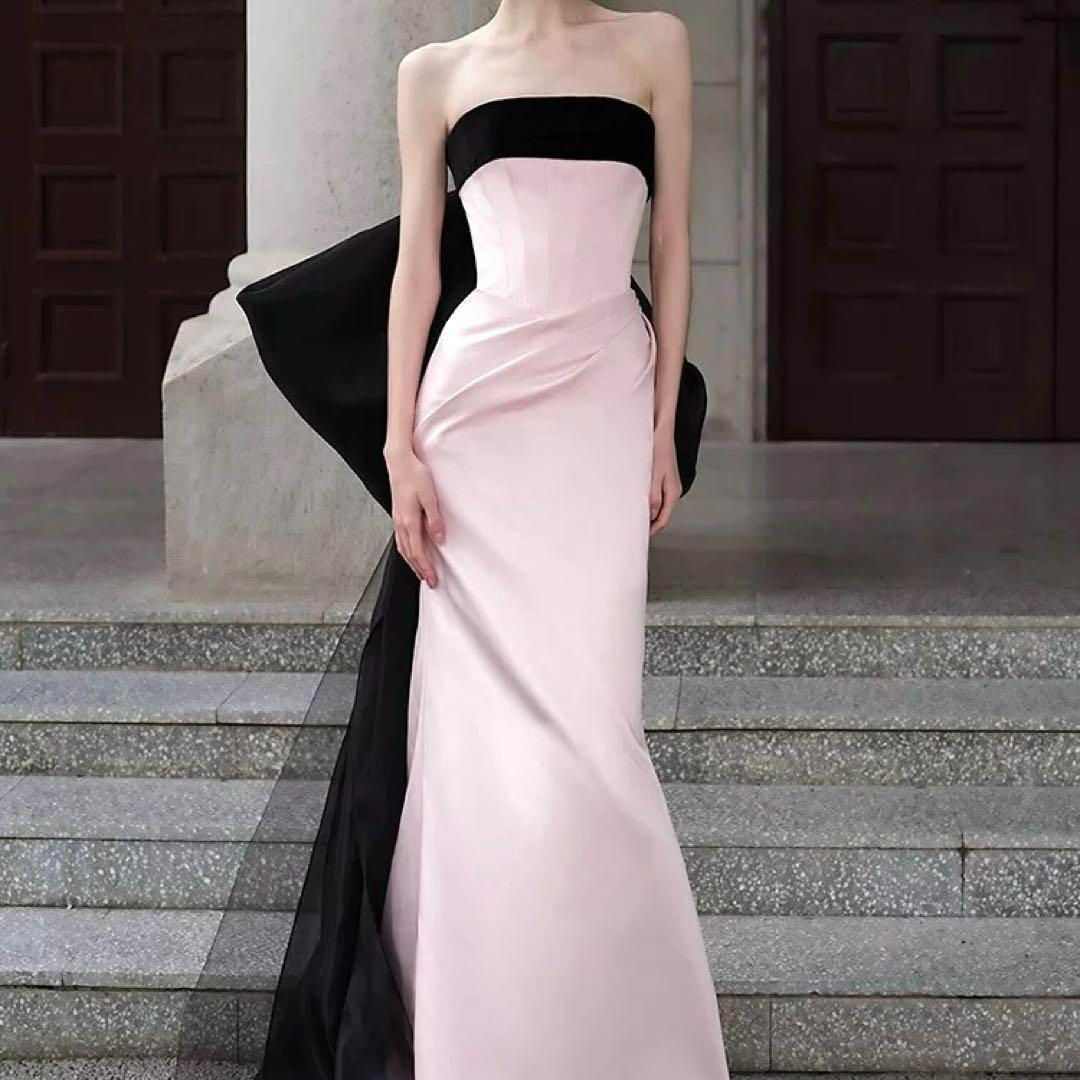 バイカラーにリボンがオシャレなベア イブニングドレス 【公式通販】