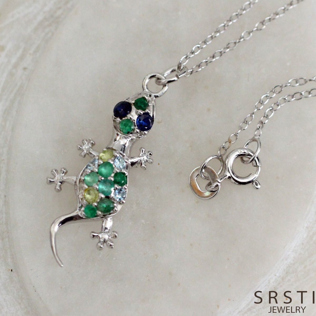 エメラルド&マルチストーン SV925 チプカリペンダント ネックレスB