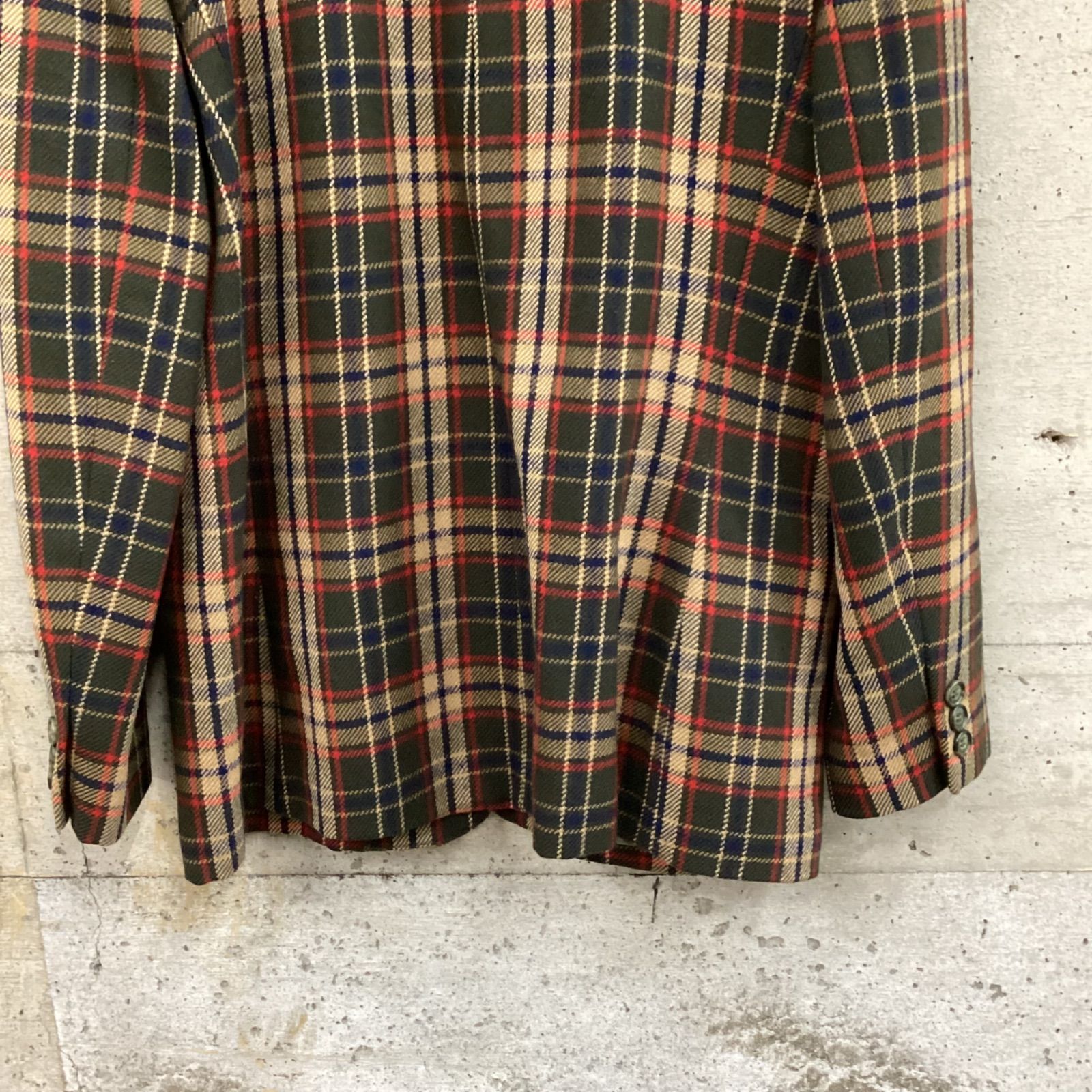 DAKS ダックス タータンチェック ノーカラージャケット ウール - メルカリ