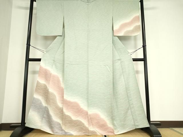 平和屋着物▽訪問着 単衣 芝文 暈し染め 正絹 逸品 DAAX3076az