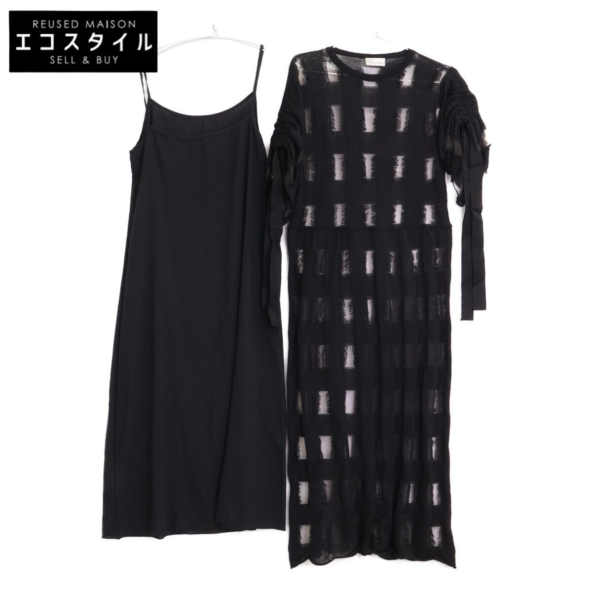 RED VALENTINO レッドヴァレンチノ QR3KD06H3VM ﾌﾞﾗｯｸ ﾚｰｽ 半袖ﾜﾝﾋﾟｰｽ S