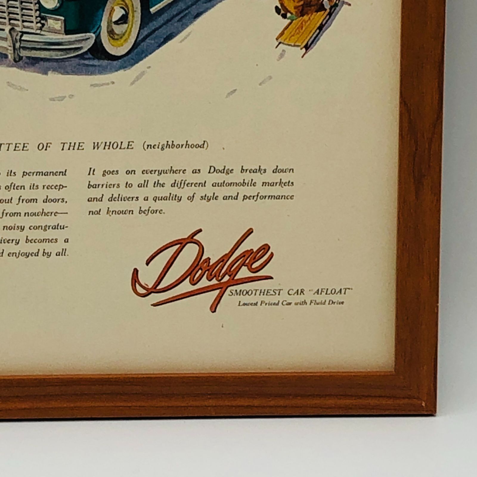 ビンテージ 広告　ポスター フレーム付　　『 ダッジ (Dodge) 』　1940's　※当時物　オリジナル アメリカ 輸入雑貨　ヴィンテージ　雑誌　 アドバタイジング レトロ ( AZ1608 )