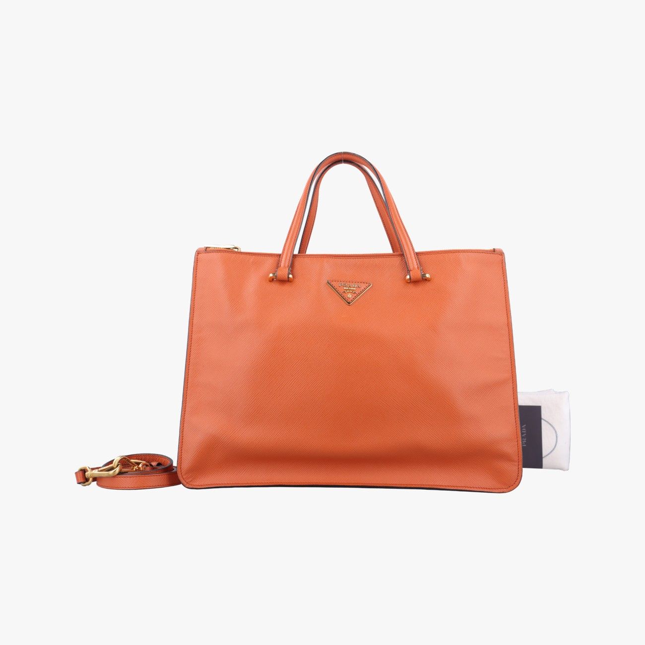 PRADA オレンジ レザー トートバッグ プラダPradaパラボラトートオレンジサフィアーノレザーBN2411242