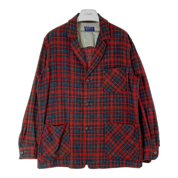 PENDLETON ペンドルトン 60-620 ウール テーラードジャケット 50's ブラックxレッド チェック sizeM