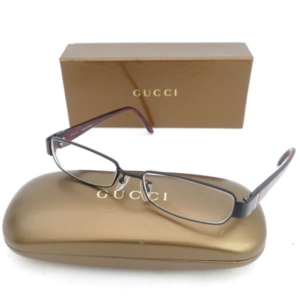 GUCCI / グッチ ショップ □度入りメガネ シェリーライン レッド