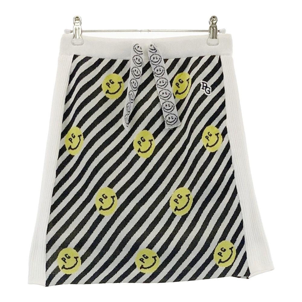 サイズ 0 PEARLY GATES パーリーゲイツ 055-0134302 裏地付 ニットスカート ニコちゃん 総柄 ホワイト系 240101535132 ゴルフウェア レディース ストスト