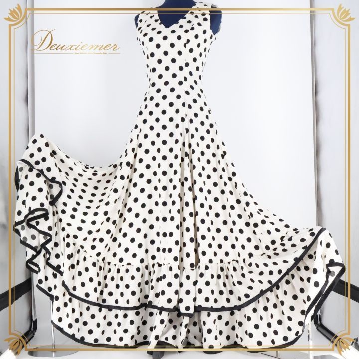 フラメンコ 衣装 ワンピース ドレス 白 黒 ボランテ フリル ブラック ホワイト パーティ 発表会 モノクロ ホワイト系 可愛い フリルデザイン パーティードレス 袖なし レディース おしゃれ ステージ衣装 黒白ドレス フリルタイプ