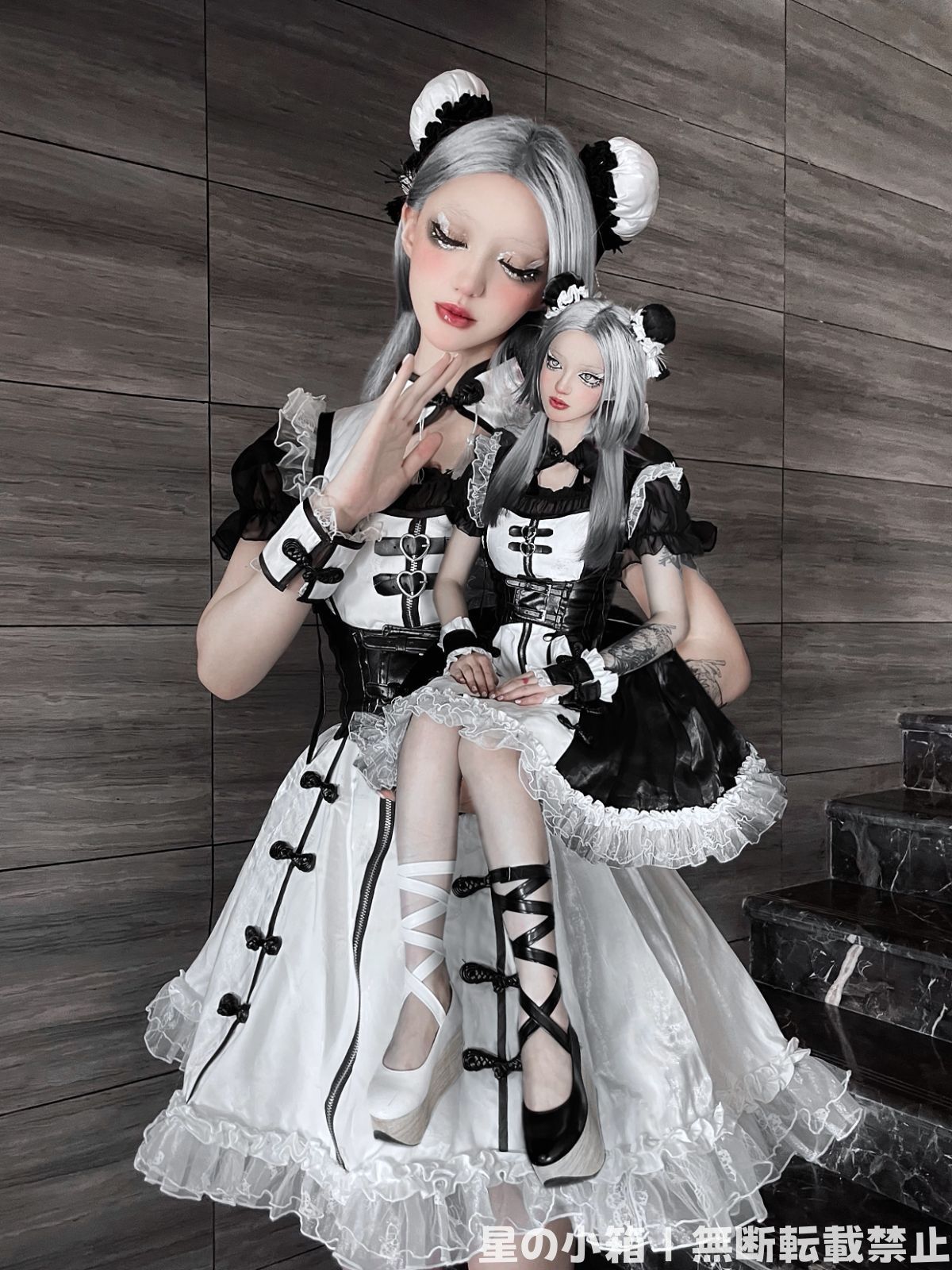 新品未使用 ロリータ風 暗黒パンクスタイル ドレス 黒白デザイン 中華風 コスプレ衣装 甘辛ミックス ゴシック ゴスロリ コスプレ向け 高級感 S～XLサイズ ユニークなアートファッション 撮