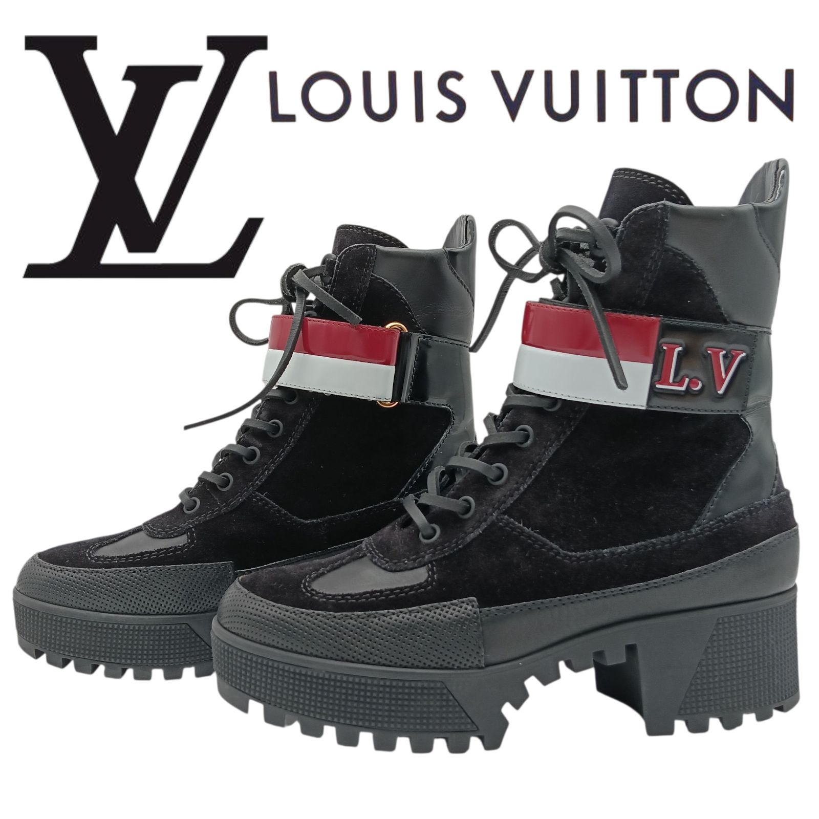LOUIS VUITTON ルイヴィトン ブーツ ローリエートライン LVベルト 