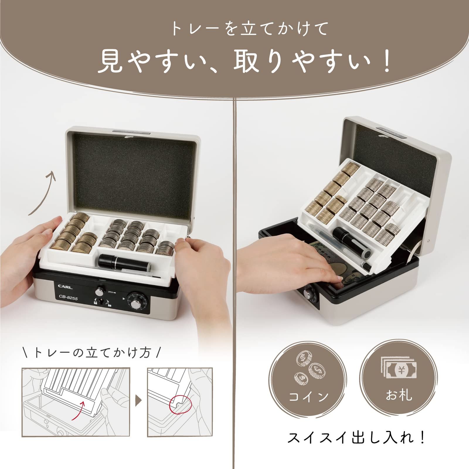 イベント特化型 硬貨収納 100円 キャッシュボックス 500円専用 手提げ金庫 A6