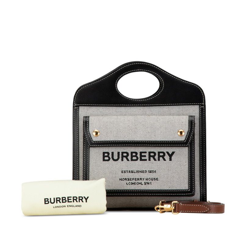 バーバリー BURBERRY ハンドバッグ ホースフェリープリント ミニツートン 2WAY ブラック バーバリー BURBERRY ハンドバッグ ホースフェリープリント ミニ