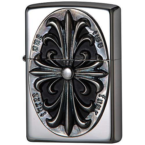 ZIPPO(ジッポー) ライター シルバー メタル エンブレム クロス メタル貼り 2SIM-CROZS