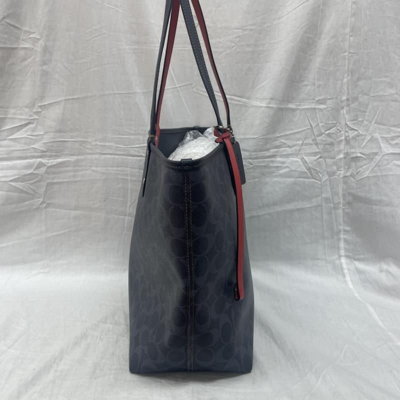 【美品】COACHコーチ　トートバッグ　ビジネス　肩掛け　ネイビー COACH コーチ トートバッグ リバーシブル トートバッグ ビジネス