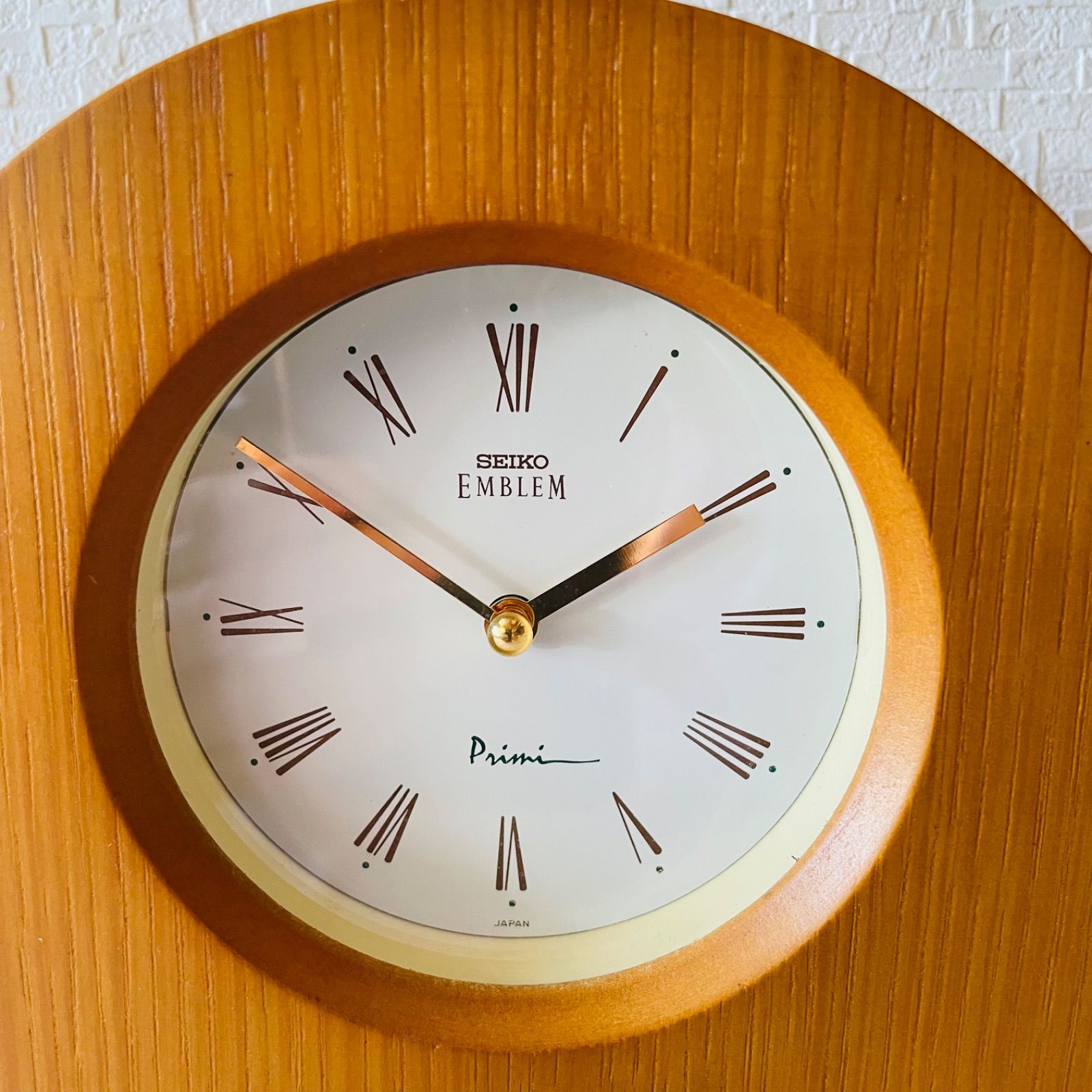 【高級美品】セイコーメロディ置時計エンブレム　木象嵌　電波置き時計　HW528B 高級美品】セイコーメロディ置時計エンブレム 木象嵌 電波置き時計