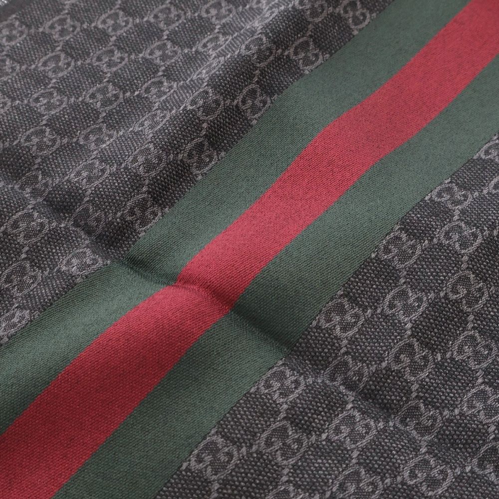 GUCCI (グッチ) シェリーライン GG総柄 シルク混 ウールマフラー