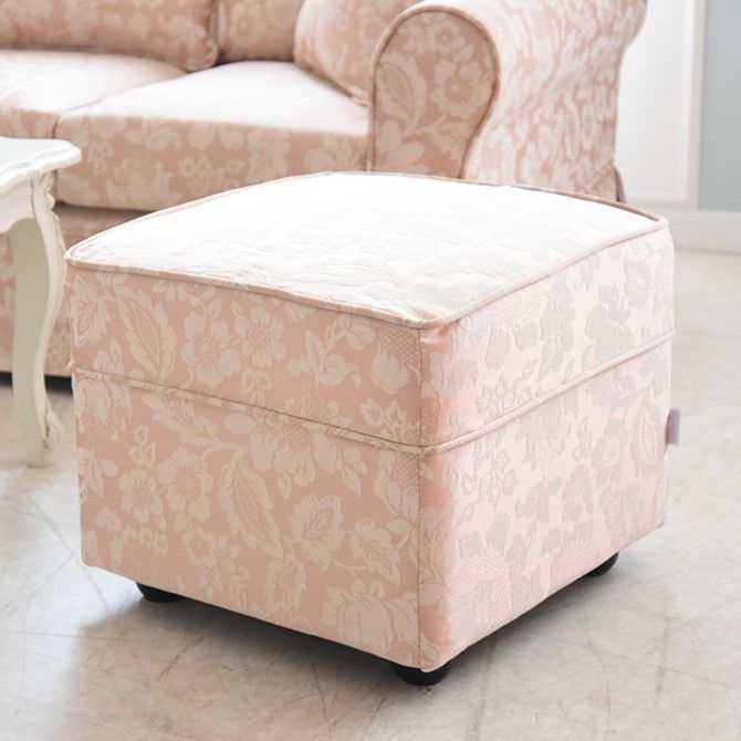 オットマン スツール 花柄ピンク ファブリック 腰掛け ドマーニ エレガント ヨーロピアン 北欧 4004